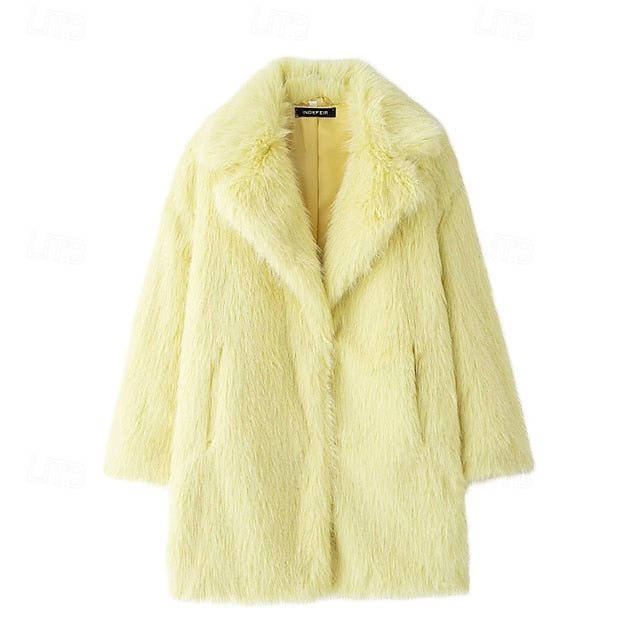 Furs Coat Faux Pocket Comfortable Fur Warm Women's
