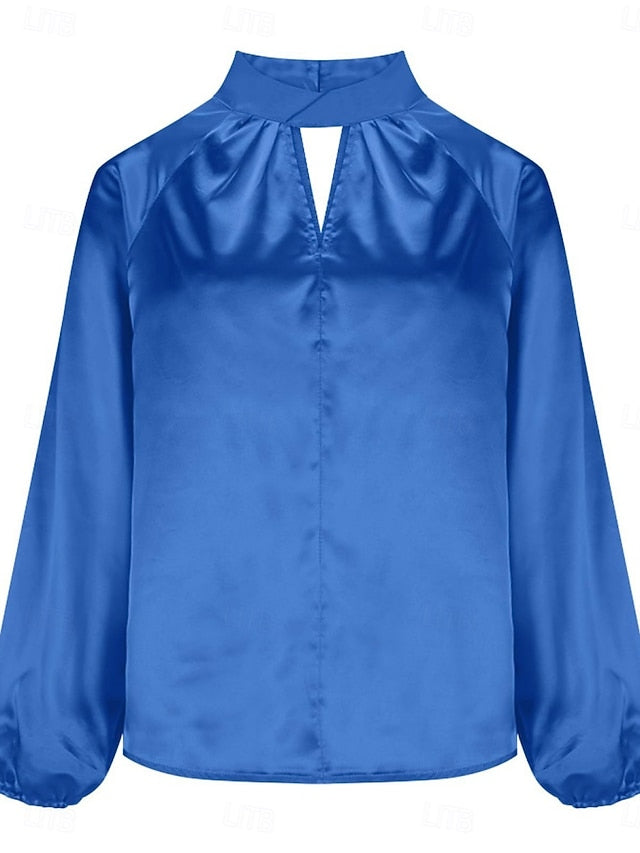 Women's Shirt Satin Shirt Blouse Solid Color Stylish