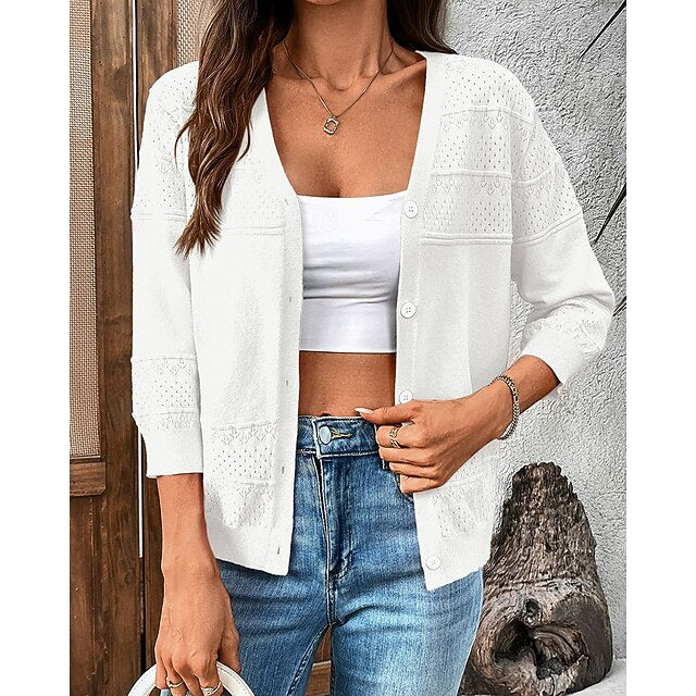 Women's Knit Cardigan Long Sleeve Top Athleisure Fall /