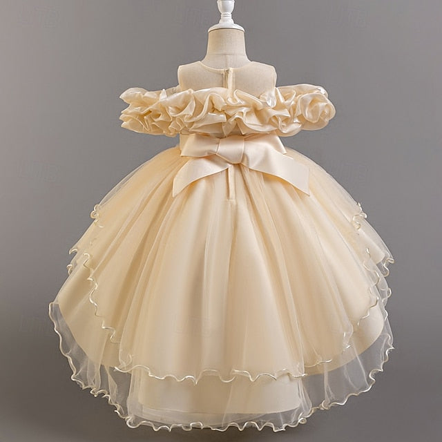 Short Flower Dress Party Kids Sleeve Wedding Girls' Floral