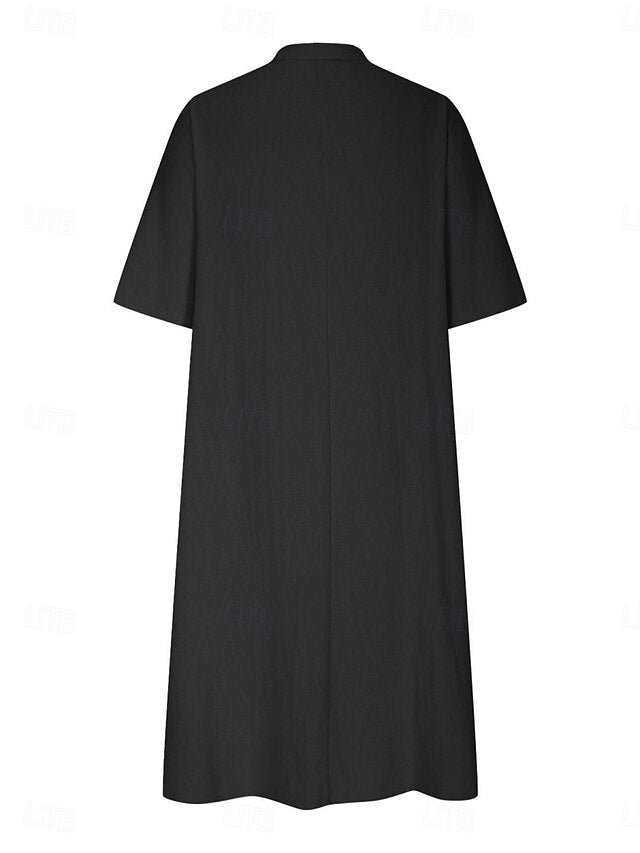 Women's Midi Dress Casual Dress Cotton Linen Dress A Line