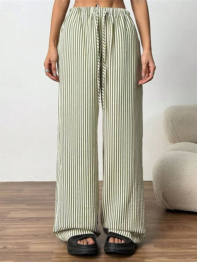 Women's Wide Leg Chinos Pants Trousers Vacation Vintage