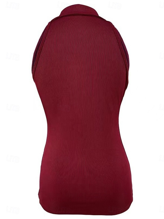 Women's Camisole Tank Top Zipper Solid Color Modern Casual