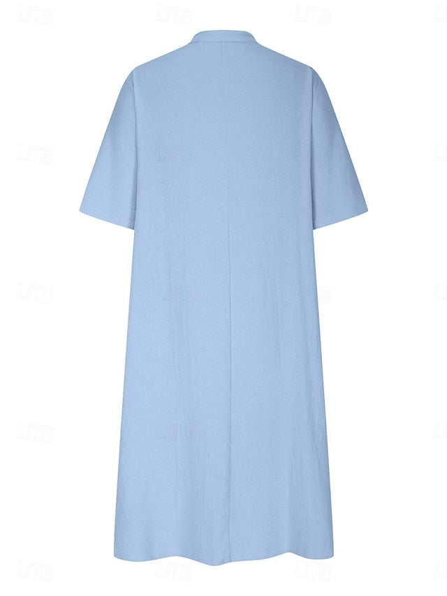 Women's Midi Dress Casual Dress Cotton Linen Dress A Line