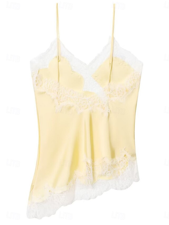 Women's Blouse Camisole Tank Top Sleeveless Shirt Lace Trim