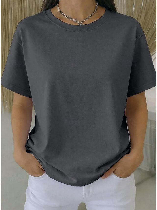 Women's Plus Size T Shirt Tee 100% Cotton Solid Color
