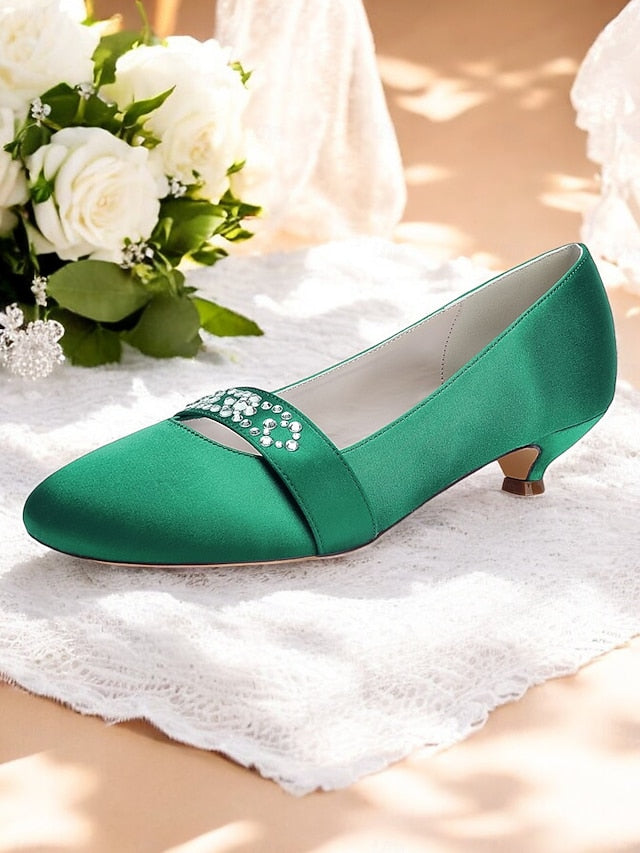 Kitten Women's Satin with Blue Heels Rhinestone