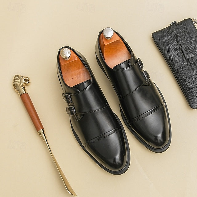 Shoes Leather Brown Monk Strap – Men's Double Faux