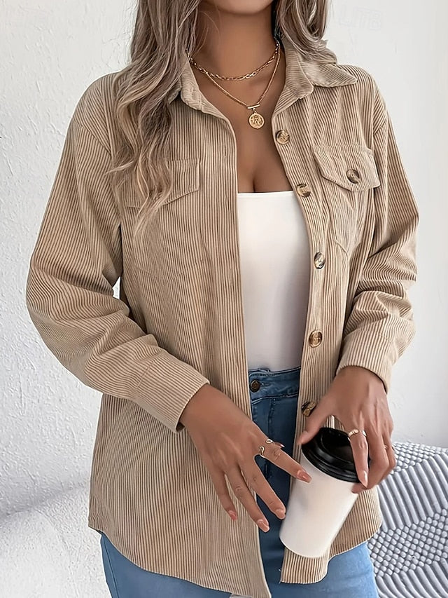 Women's Shirt Texture Blouse Blouse Pocket Buttons Plain