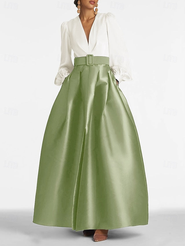 Evening Gown Formal High Guest Split A-Line Floor Dress Wedding