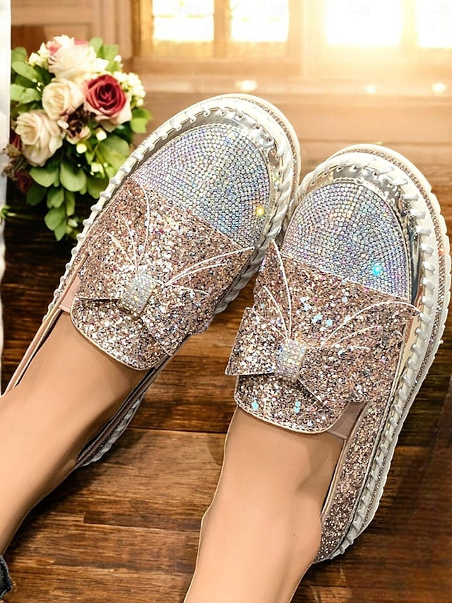 for Rhinestone Women Slip-On – Loafers Glittery Sparkling
