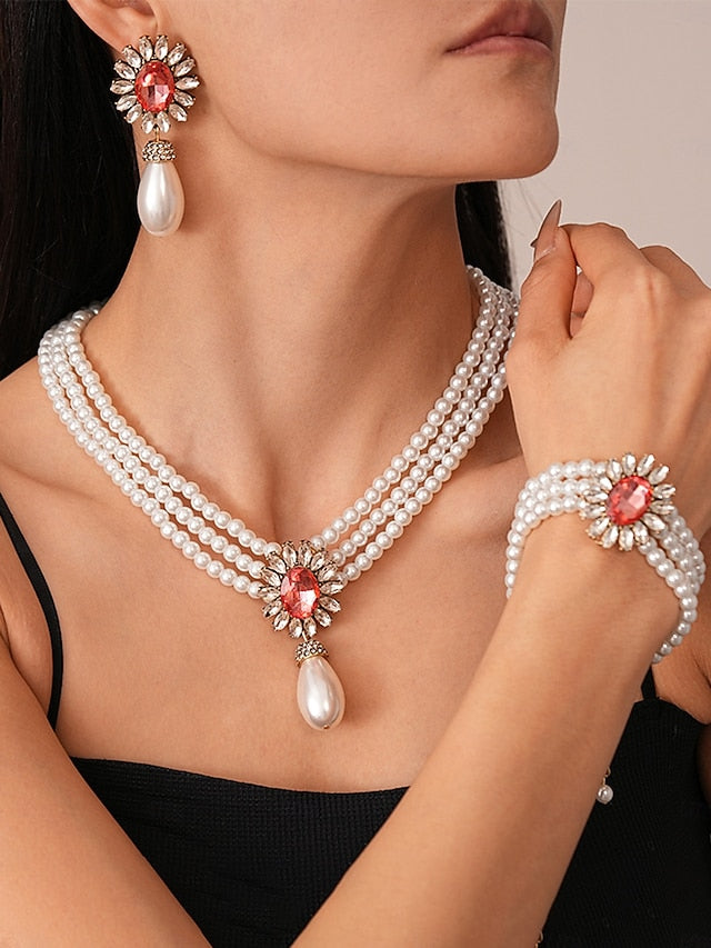Women's Set Pearl Jewelry Earrings with
