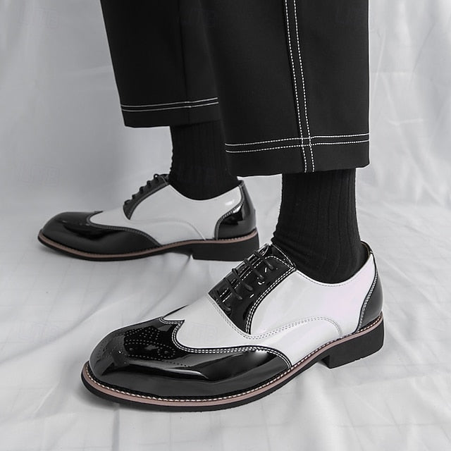 and with Shoes Oxford Men's Gold Leather Black Patent