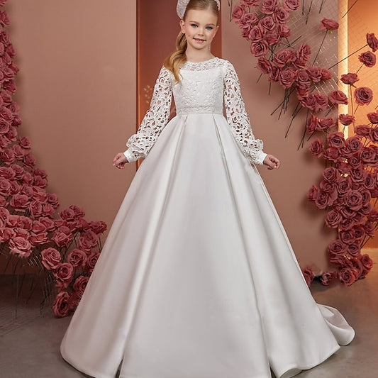 Dress Flower Girl Kids First Girls' Solid Communion