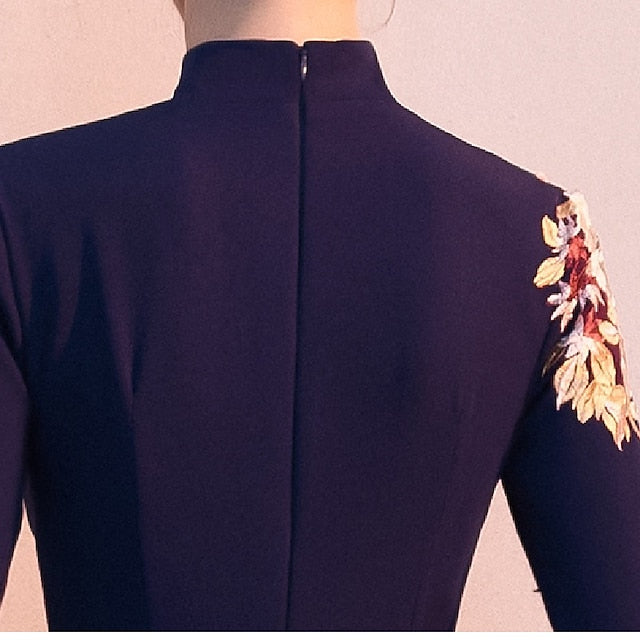 Neck Elegant Floor High Simple the of A-Line Mother Bride Dress