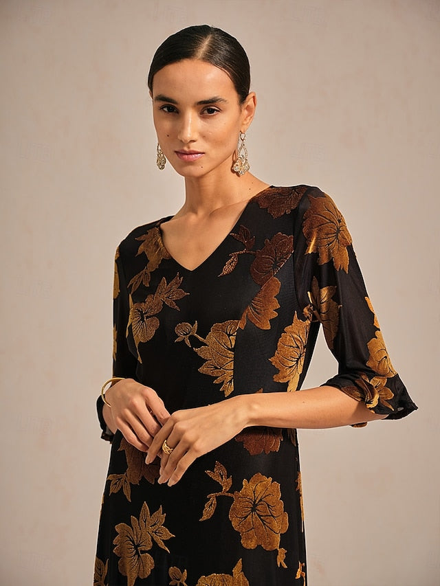 Women's Midi Dress Velvet Dress Elegant Wedding Guest