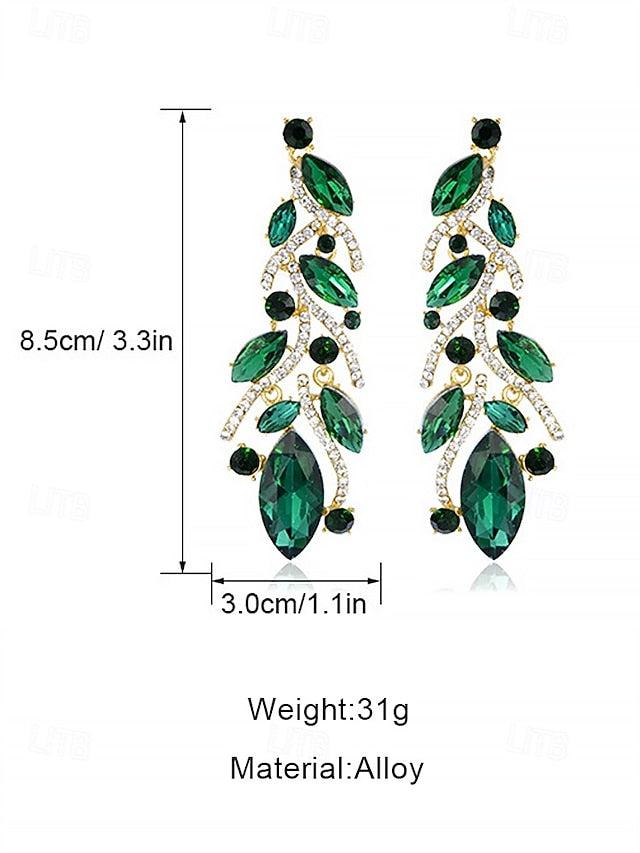 Crystal Design Elegant Women's Leaf Earrings Gold -