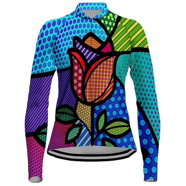 Women's Cycling Jersey Geometric Geometry Funny Long Sleeve