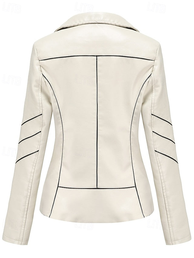 Pocket Women's Comfortable Faux Jacket Leather Zipper