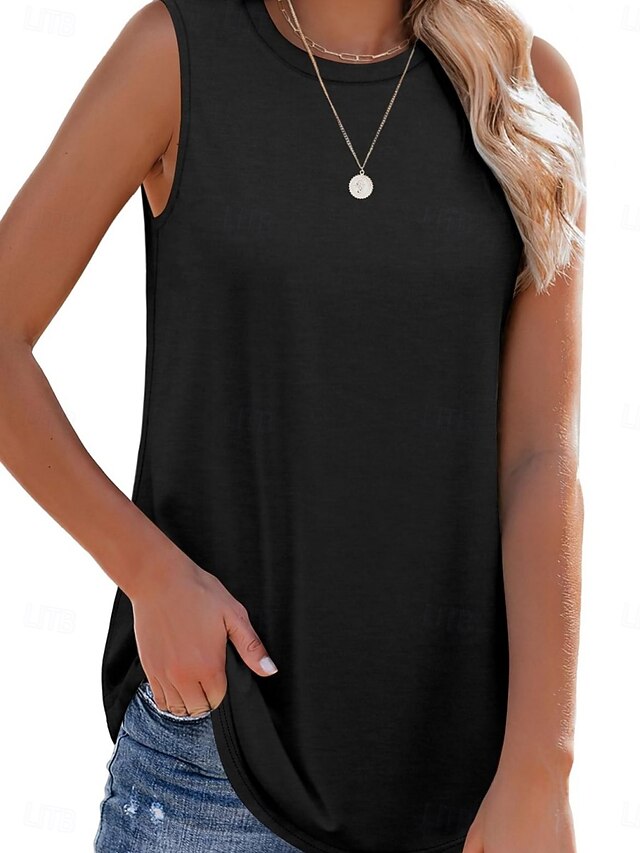 Women's Blouse Print Plain Active Casual Sleeveless Crew