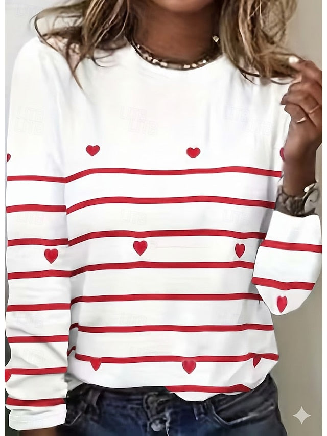 Valentine's Day Women's T Shirt Heart Graphic Fashion