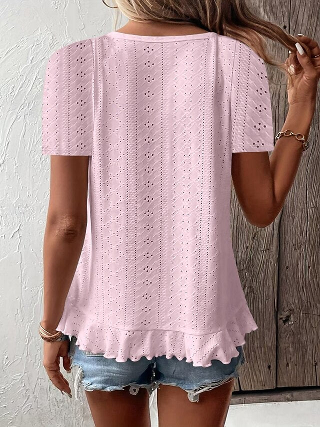 Women's T Shirt Tee Top Embroidered Plain Fashion Stylish