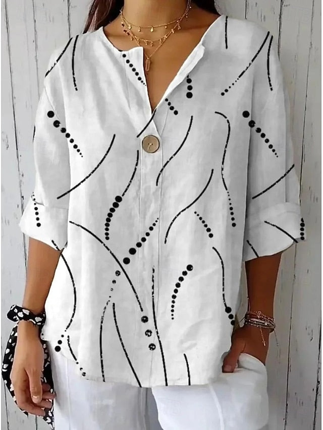 Women's Blouse Linen Like Breathable Lightweight Long