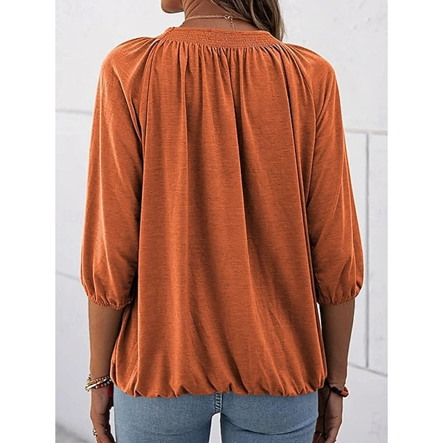 Women's T Shirt Plain Fashion Modern Casual 3/4 Length