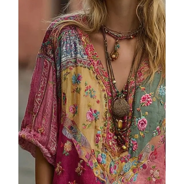 Women's Shirt Cotton Linen Shirts Boho Shirt Blouse