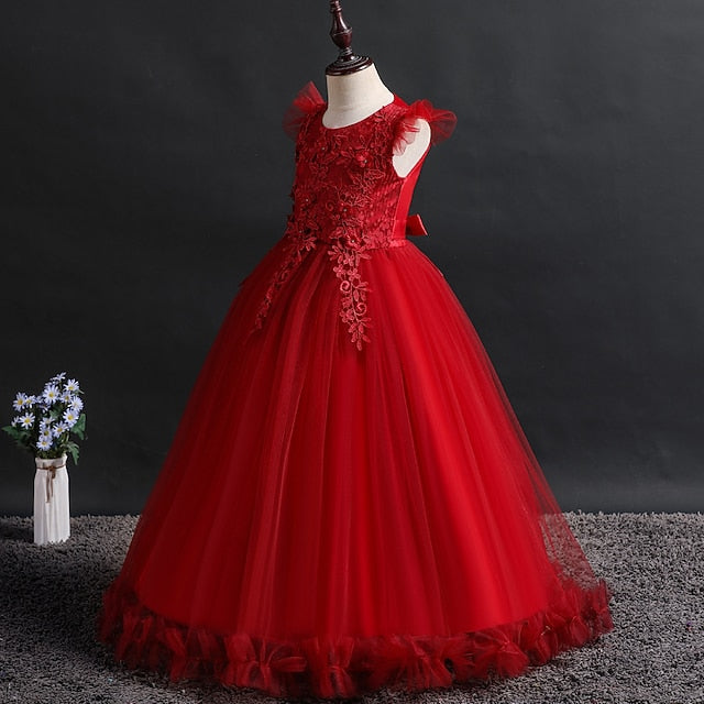 Sleeveless Kids Flower Dress Jacquard Girl Girls'