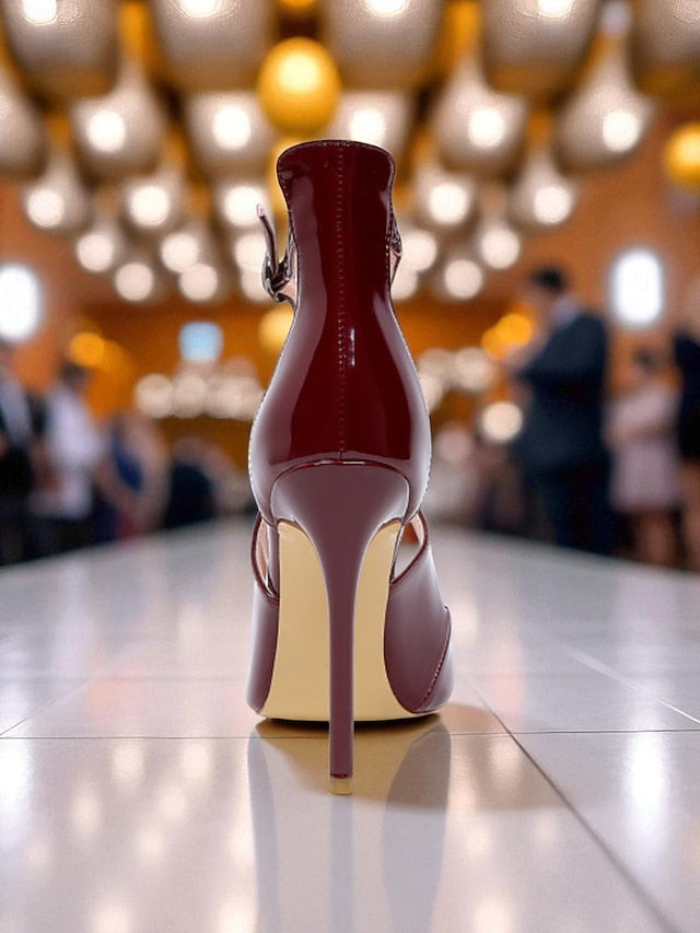 Strappy Patent Purple Stiletto Leather - Women's Heels