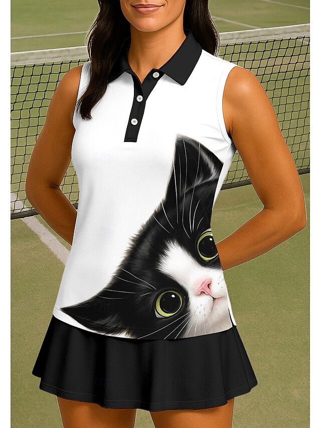 Women's Unisex Animal Cat Sport Shirt Golf Polo Shirt Tank