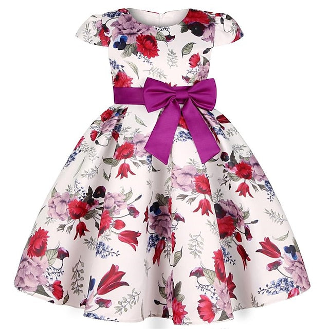 Short Flower Kids Floral Party Sleeve Dress Girls'