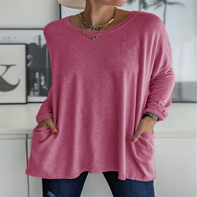 Women's Tunic T Shirt Solid Color Plain Stylish Classic