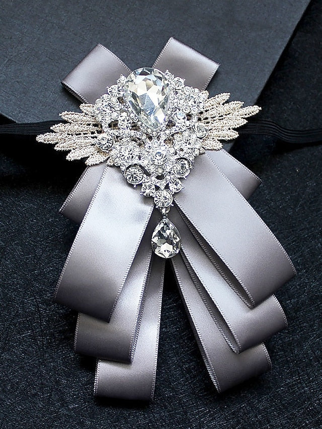 Crystal Ribbon - Luxury Elegant Pin Men's Brooch Tie Bow