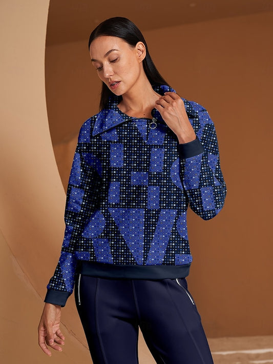 Women's Golf Pullover Sweatshirt Navy Blue Long Sleeve Top