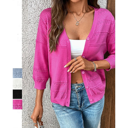 Women's Knit Cardigan Long Sleeve Top Athleisure Fall /