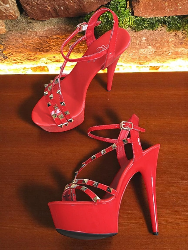 with Straps Women's Platform Heels Studded Stiletto