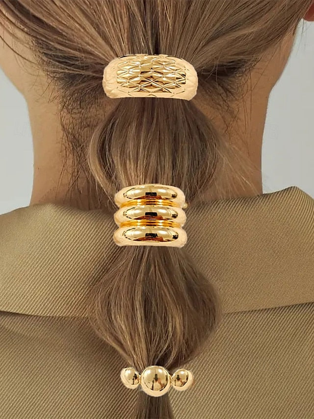 Women's Scrunchies Elastic Hair Gold Tone with - Band