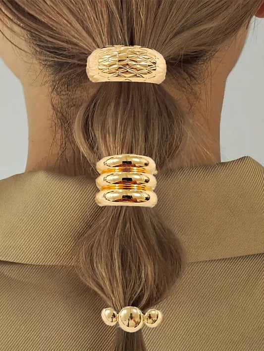 Women's Scrunchies Elastic Hair Gold Tone with - Band