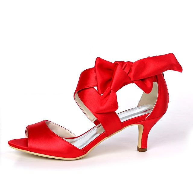Open Shoes Wedding Women's Heel Kitten Bowknot Bridal