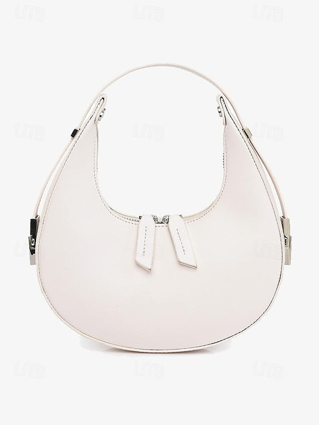 - Hobo Elegant Hardware Bag Ivory Sleek with Silver Crescent