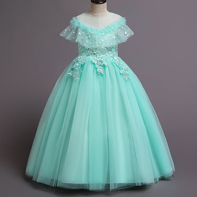 Kids Party Color Girls' Solid Dress Girl Flower