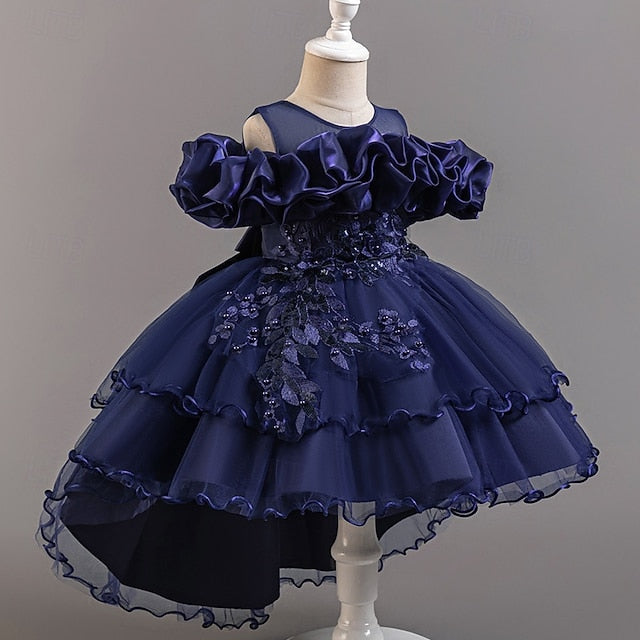 Short Flower Dress Party Kids Sleeve Wedding Girls' Floral