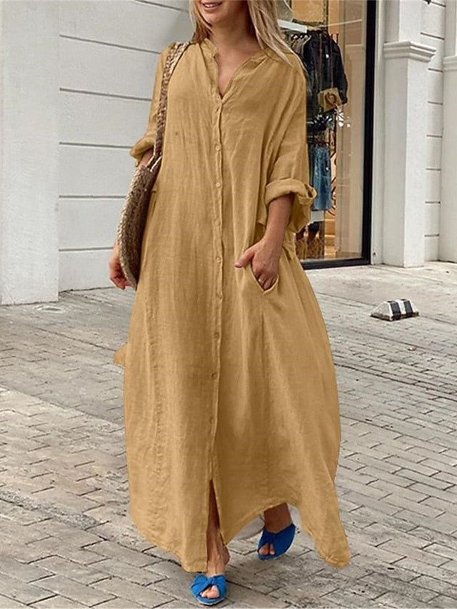 Women's Long Dress Maxi Dress Maxi Dress Faux Cotton Linen