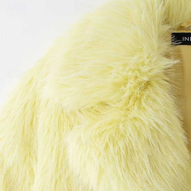 Furs Coat Faux Pocket Comfortable Fur Warm Women's