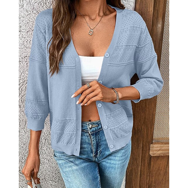 Women's Knit Cardigan Long Sleeve Top Athleisure Fall /