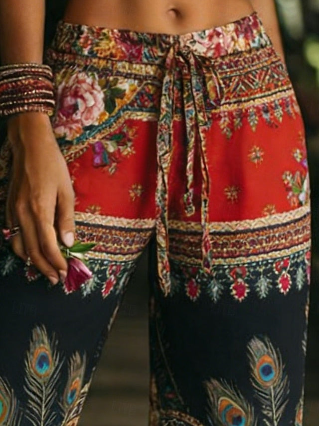 Women's Wide Leg Pants Trousers Vacation Fashion Boho Full