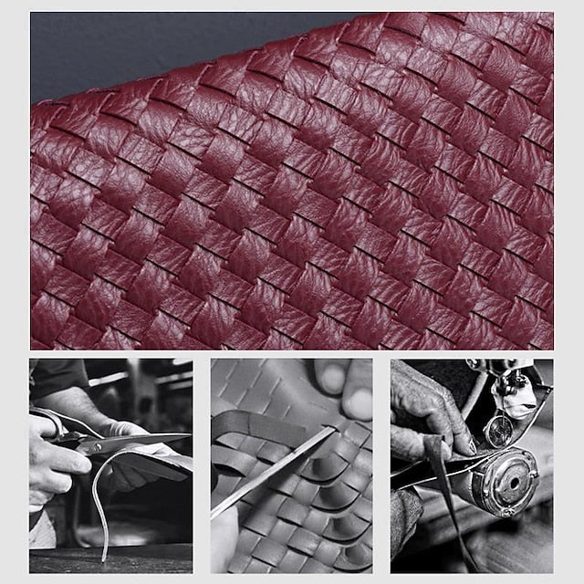 Chic Burgundy Hobo Woven Leather – Bag Women's Faux