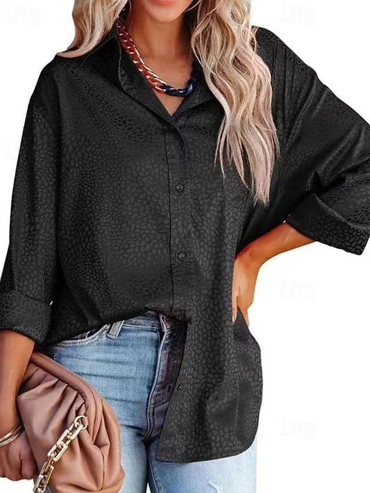 Women's Shirt Blouse Buttons Solid Color Vintage Stylish